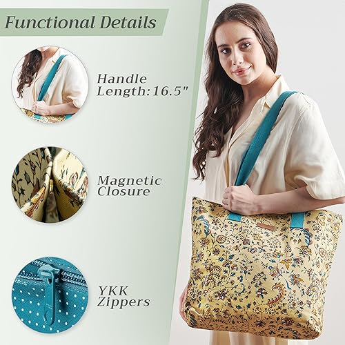Miniatura 4 de Maison d' Hermine - Bolsa de lona de algodón reutilizable para mujeres, con asa para el hombro, bolsas a granel para compras y viajes