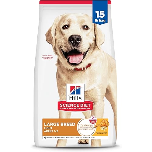 Hill's Science Diet Adult 1-5 Light Large Breed Dry Dog Food, Chicken Meal & Barley, 15 lb. Bag