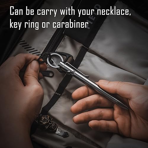 Vista 62 de KeyUnity KP01BK Bolt Action EDC Pen con clip, bolígrafo de bolsillo de titanio para transporte diario (negro)