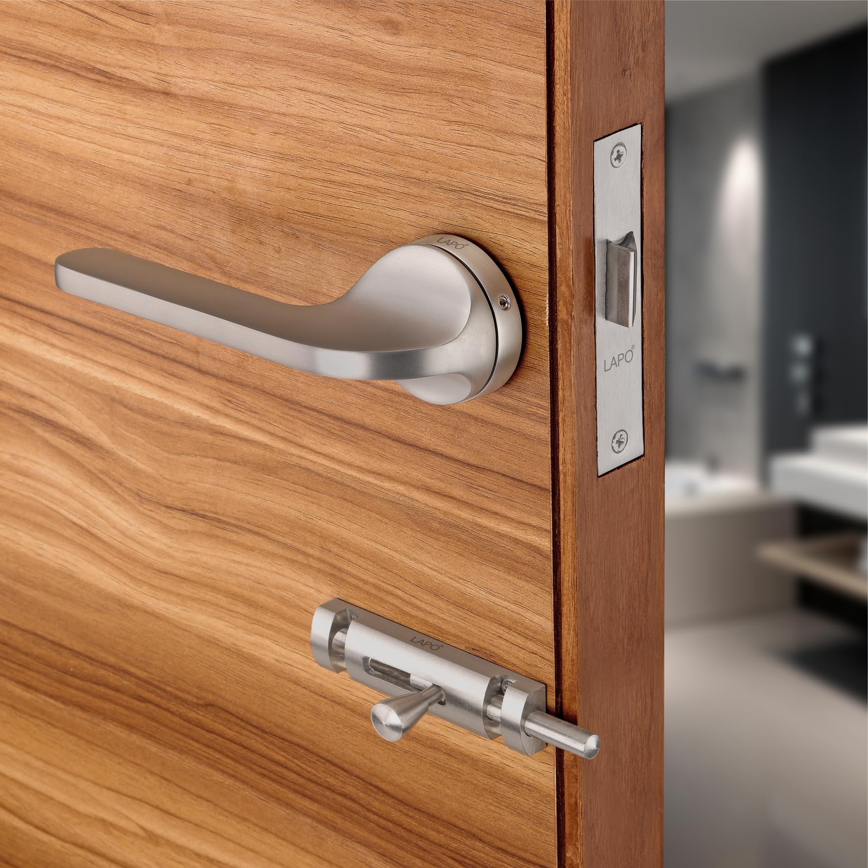 LAPO Door Lock for Bathroom & Balcony | 45x45 Lock Body | Brass Latch | Keyless Lock Set | Reversible Door Fit | Compatible with 30β50mm Thickness | Matt Finish | 3 Years Warranty | Ro-127