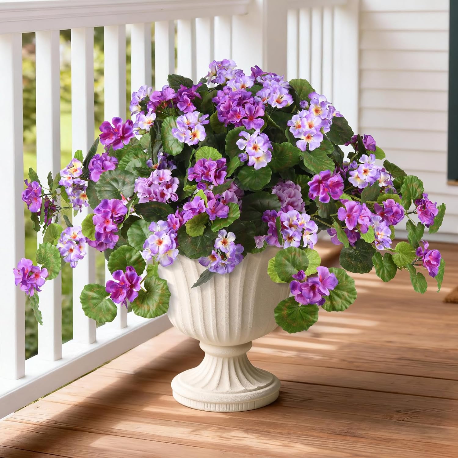 Hommyea Artificial Flowers for Outdoor Decor 2 Pcs Silk Fake Flowers, UV Resistant Faux Flowers for Outdoor Planters No Fade Spring Summer Flowers for Home Porch Garden Patio Yard Decorations