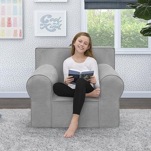 Miniatura 9 de Delta Children Silla de espuma XL Cozee, tamaño perfecto para niños de 18 meses a 12 años en adelante, color azul mezclilla Azul mezclilla,Gris