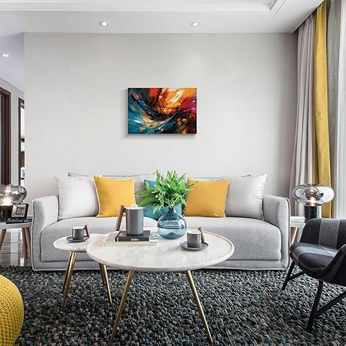 Miniatura 770 de Lienzo artístico para pared, pinturas de arte abstracto, fantasía azul, grafiti colorido sobre fondo blanco; decoración artística moderna para sala