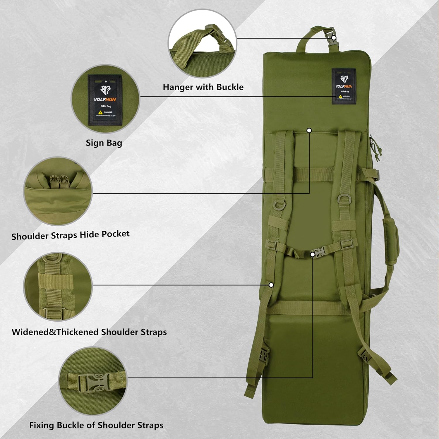 WOLFHUNT Double Rifle Case Soft Bag Backpack, 48" 42" 36" Lockable Padding Gun Bag, Tactical Shotgun Airsoft Bags, Shooting Range Tactical Rifle Backpack, Gun Storage Portable Rifles Carrying Bag