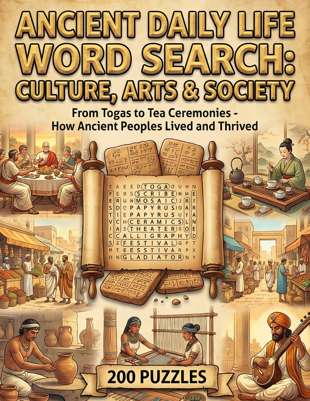 Ancient Daily Life Word Search: Culture, Arts & Society: Book 7: How Ancient Peoples Lived and Thrived 200 Puzzle Pages (The Complete Ancient Civilizations Word Search Collection)