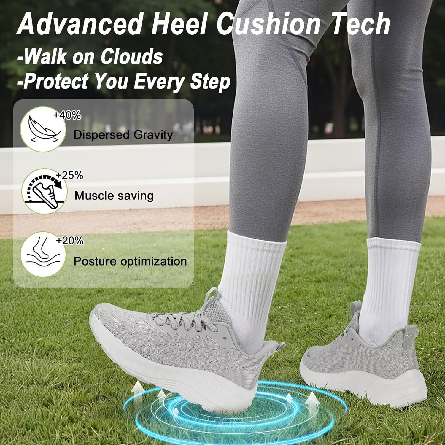 Women's Slip On Walking Shoes Wide Cushion Running Tennis Shoes with Arch Support Insole, Non Slip Sole for Nursing Workout Gym Athletic Fashion Sneakers 6-12
