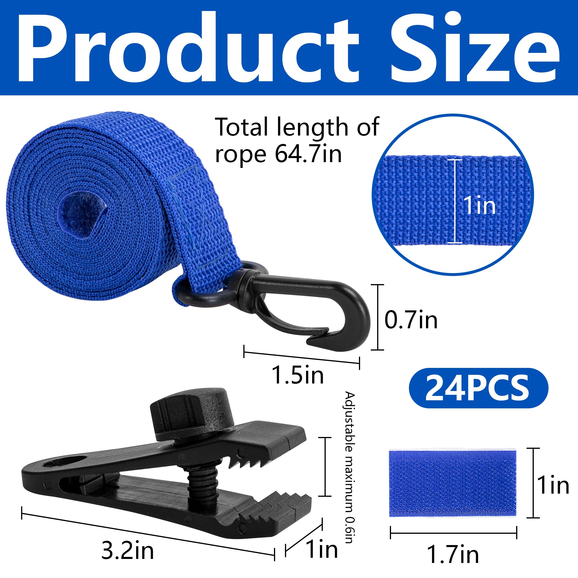 Enrouleur de piscine - Bandes de maintien - Lot de 8 bandes de fixation et pinces - Accessoires pour système d'enroulement mobile - Film solaire mobile pour bâches de piscine (bleu)