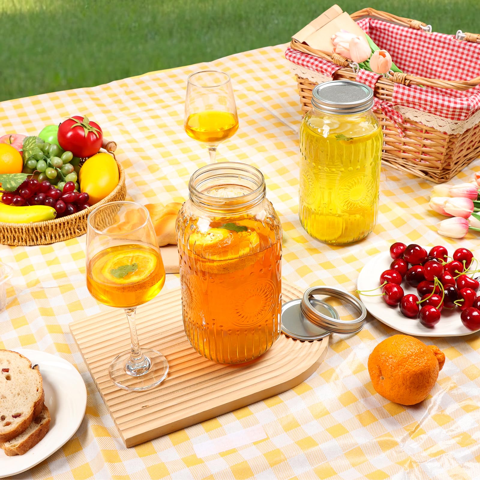 HINGWAH Mason Jars - 64oz 3 Pack -7