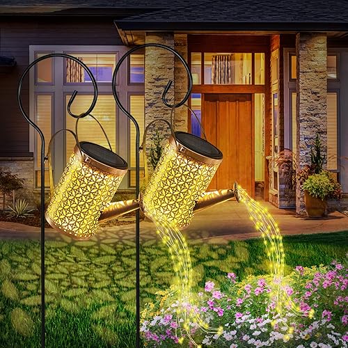 Luces solares para regadera, luces de jardín más grandes, luces solares para exteriores, impermeables, luces de decoración de jardín para