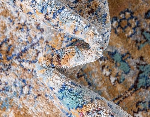 Miniatura 7 de Unique Loom Augustus Collection Area Rug-Assisi, 7' 0" x 7' 0", Light BlueTan