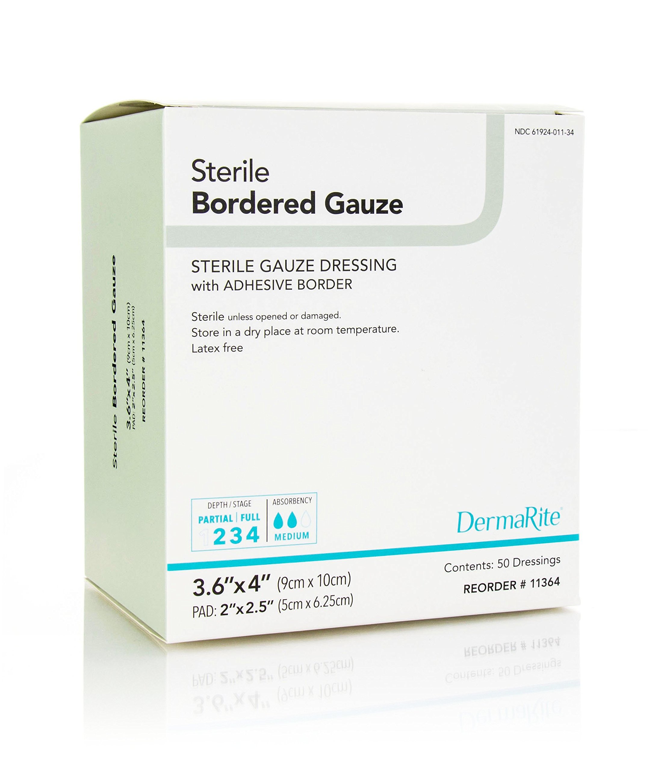 DermaRiteIndustries Sterile Bordered Dressing with Adhesive Border, 50 Count