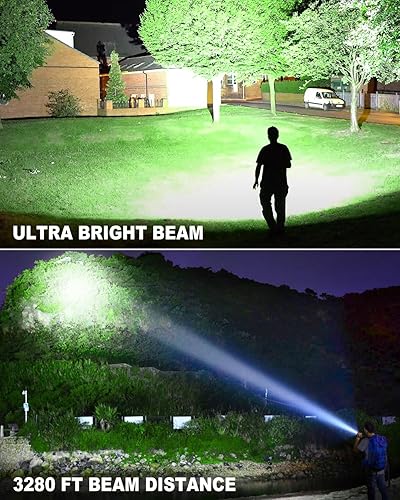 Miniatura 6 de Linternas recargables de alto lúmenes, 99,000 lúmenes, linterna súper brillante, paquete de 2 luces LED de alta potencia, linterna para el hogar,