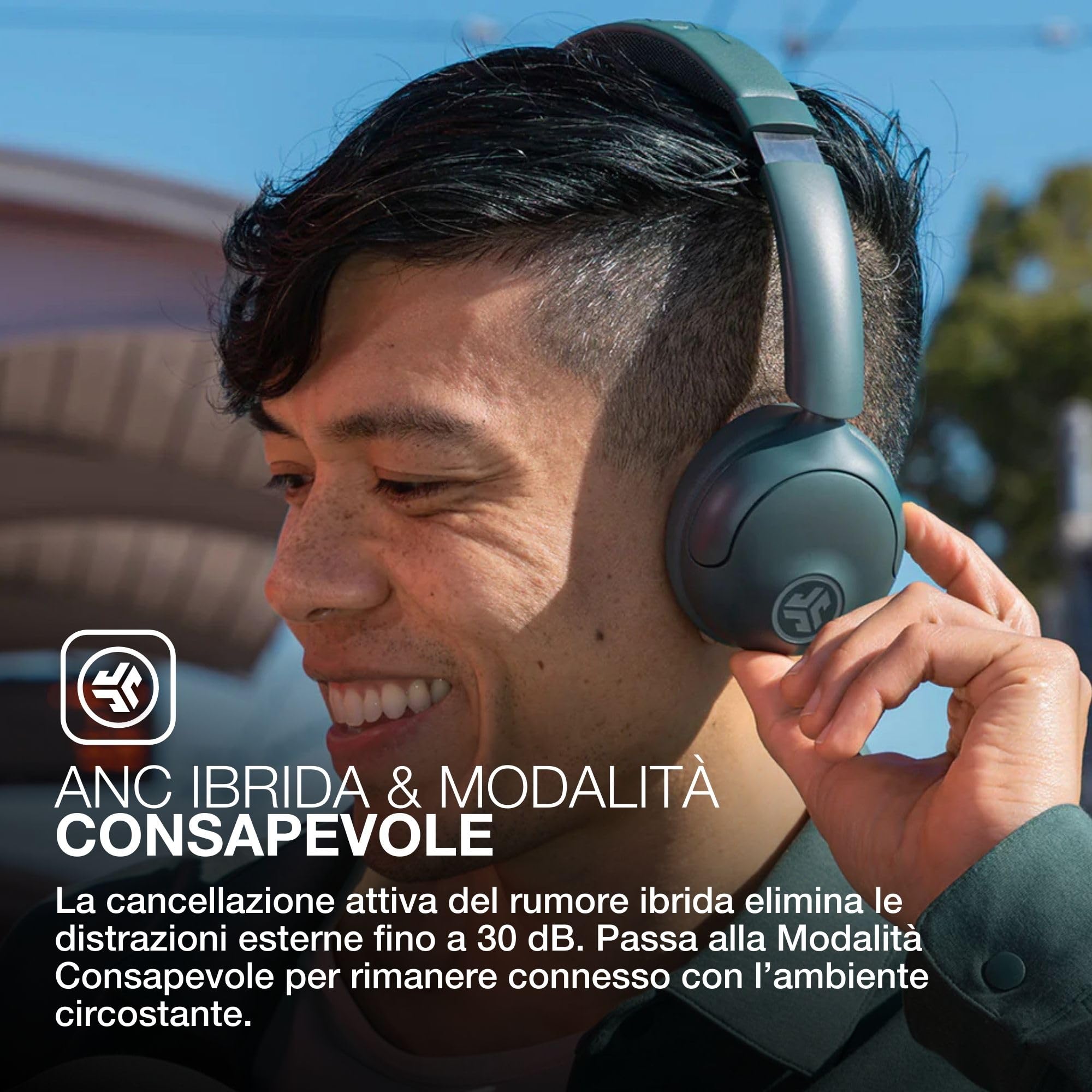 JLab Go Lux ANC Cuffie Wireless On Ear Cancellazione Rumore, Malva | Cancellazione Attiva del Rumore, 70+ Ore, Microfono Integrato, Connessione Multipla Bluetooth e Audio Spaziale