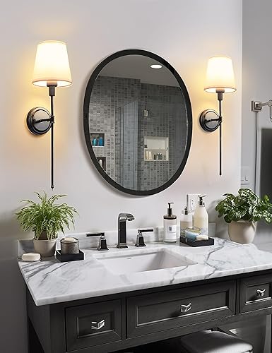 Miniatura 2 de DORESshop Juego de 2 apliques de pared, lámparas de pared industriales retro, lámpara de tocador de baño con pantalla de tela, lámpara de pared para