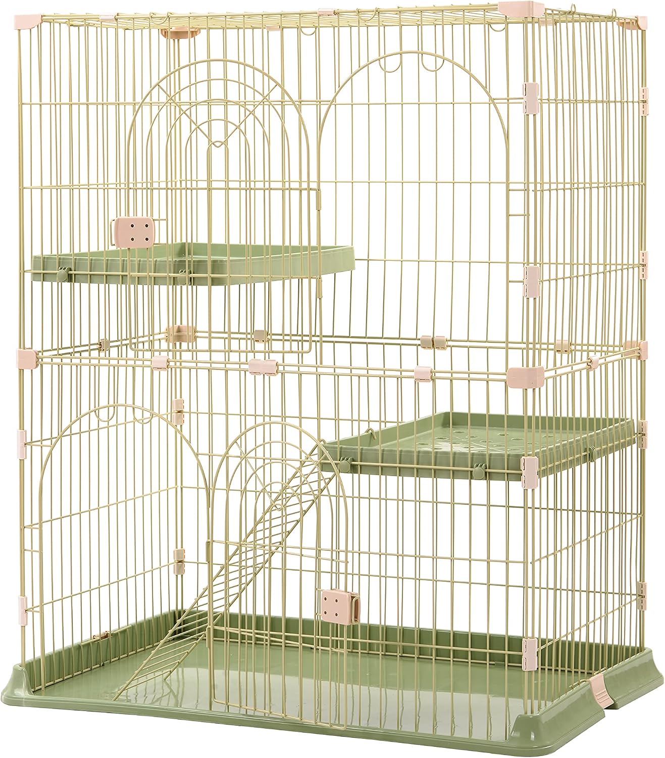 猫ケージ 多段式 脱走防止 グレーグリーンピンク 83×60×110cm
