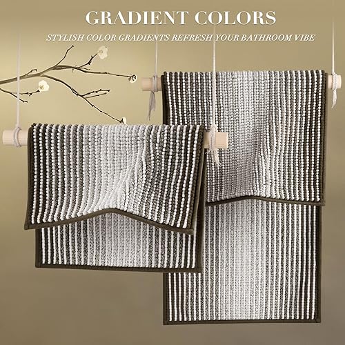 Miniatura 174 de BSICPRO Juego de alfombras y tapetes de baño, 2 piezas de felpilla gruesa y absorbente, antideslizantes, suaves y peludas para baño, lavables a