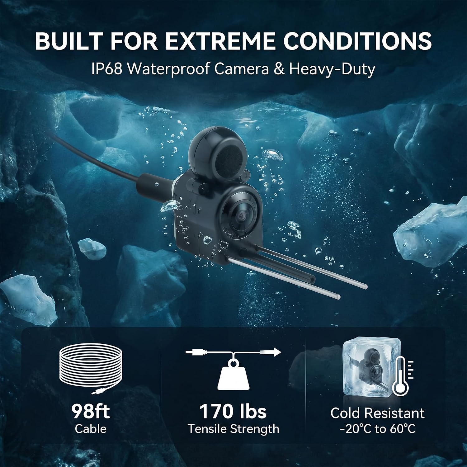 Portable Underwater Camera Fish Finder: 5 Inch IPS with 8000mAh Battery IP68 Waterproof Camera 220°Wide Angle for Lake & Murky Water | Depth Finder for Ice Fishing/Boats/Kayaks 7 81Q8ftIX5WL. AC SL1500