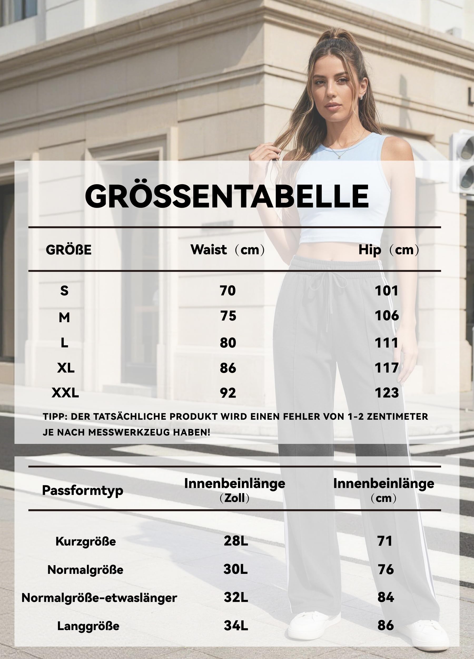SAFORT Damen 71cm/76cm/81cm/86cm Jogginghose aus Baumwolle Sporthose weit Damen Freizeithose Sweathose Baggy mit Taschen für Alltag Causal