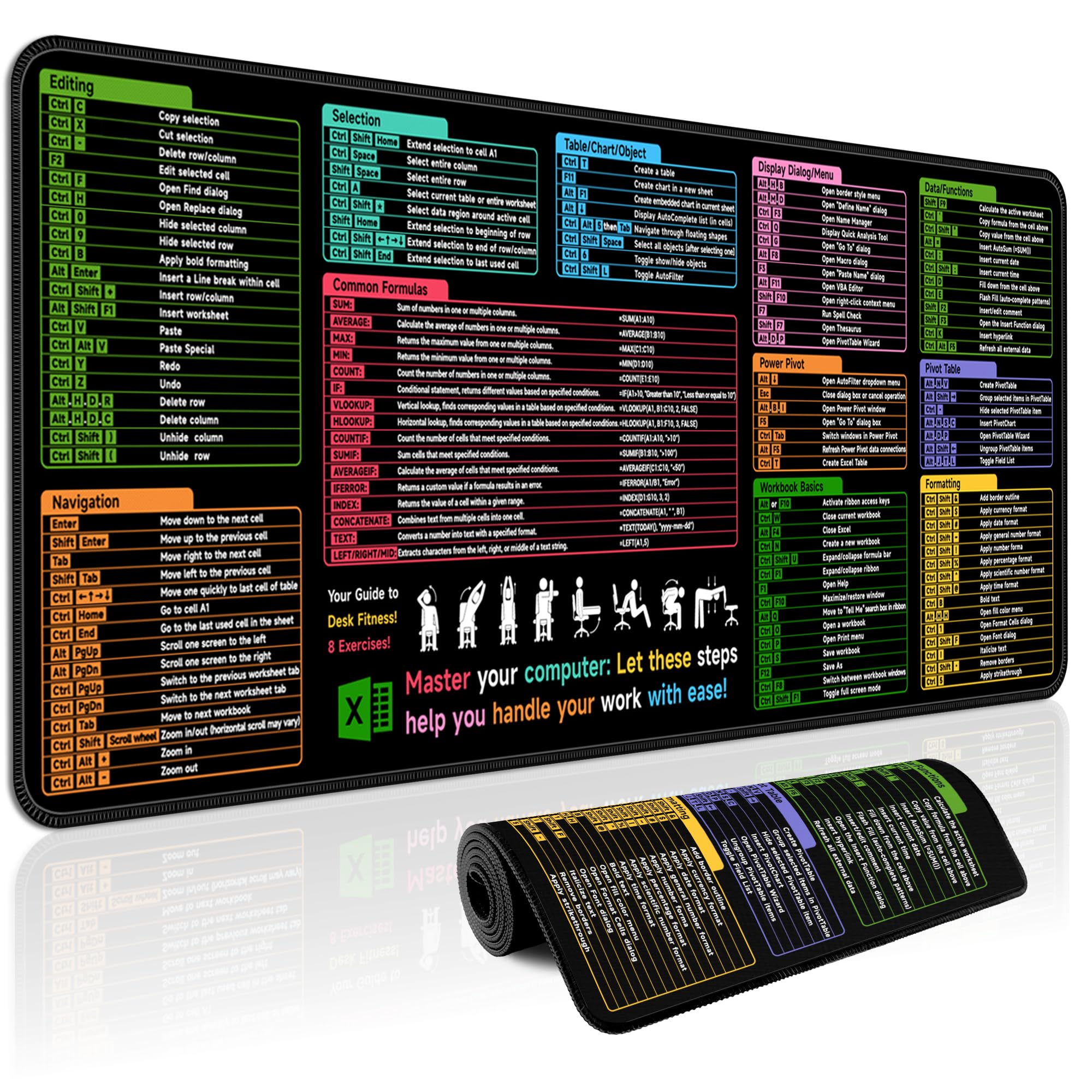 Amazon.com: Mouse Pad with Excel Mousepad 31.5 x 11.8in Excel