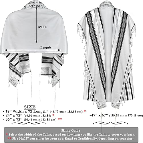 Miniatura 3 de Zion Judaica Tallit Chal de oración con bolsa de talit certificado Kosher Talis Gadol con certificado Tzitzit Israel Importación