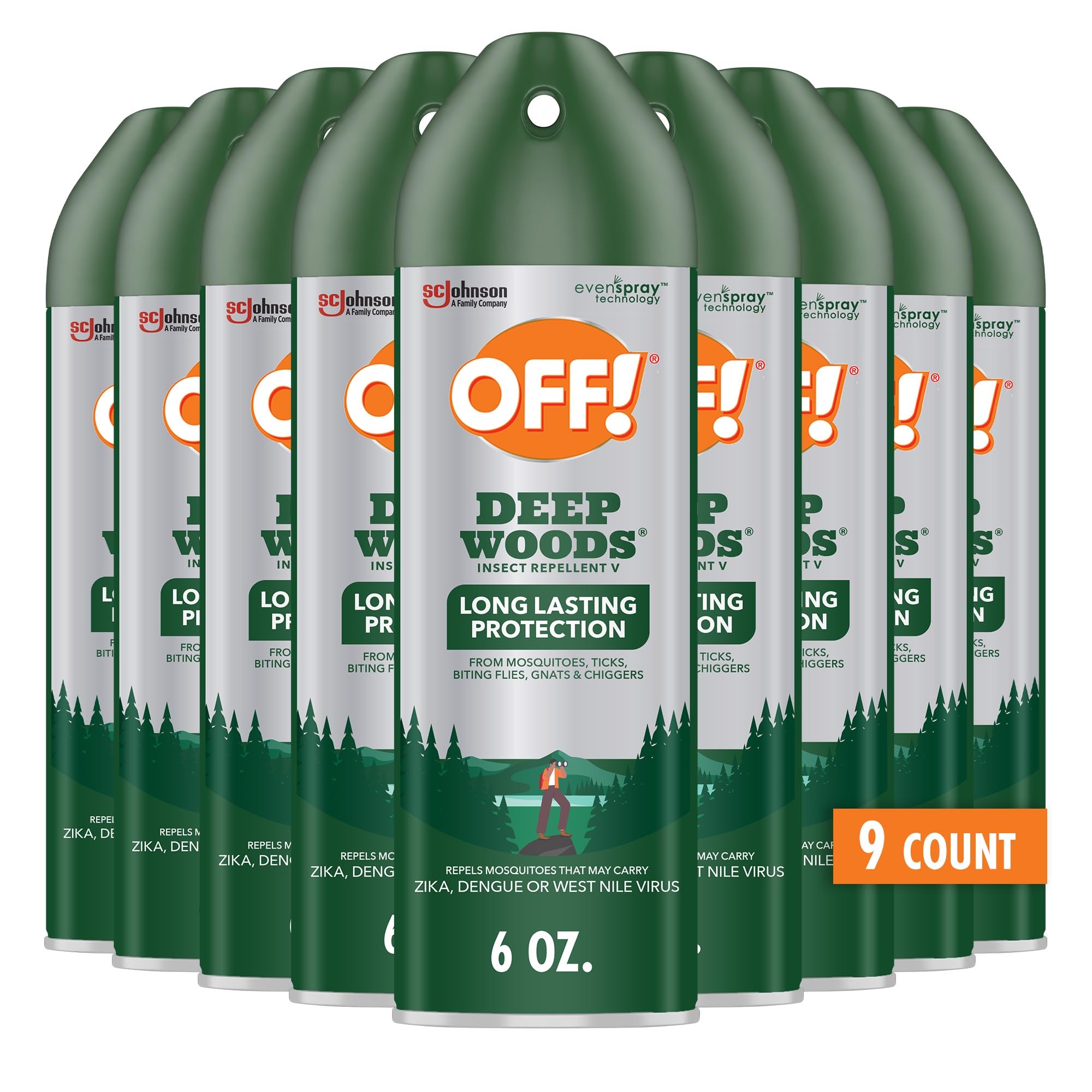 Deep Woods Insect Repellent Spray with 25 Percent DEET Provides up to 8 Hours of Mosquito Protection 6 Ounce (Pack of 9)