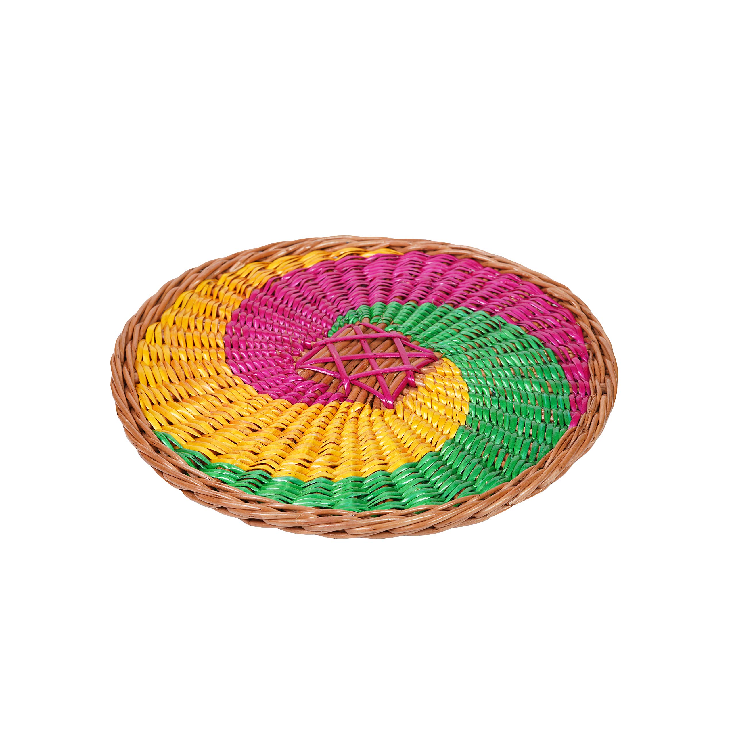 Kadam Haat Handmade Wicker Wall Plate | Wall Decor Hanging Wall Plates For Living Room Bedroom & Home Decoration (Colored, 12")