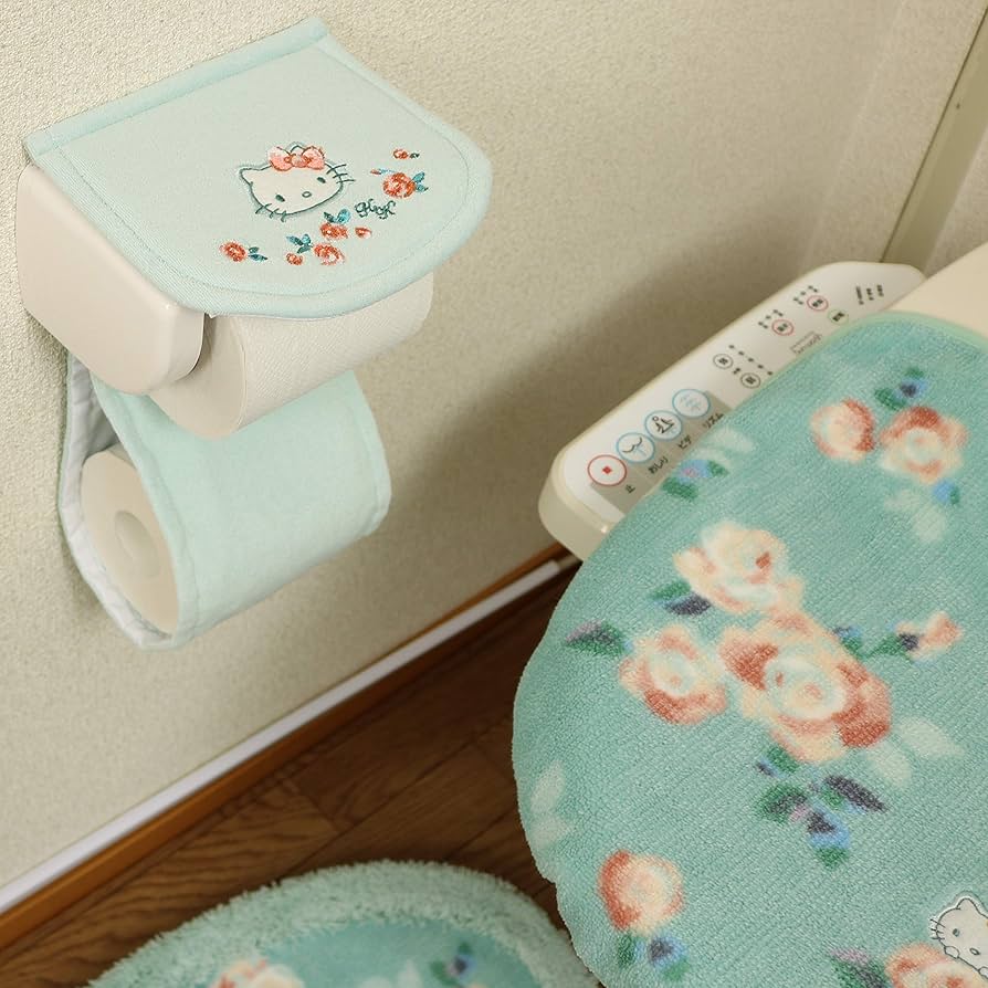 ハローキティ トイレマット セット 新品 ４点 グリーン 兼用 ハローキティ トイレマット セット 新品 4点 グリーン 兼用