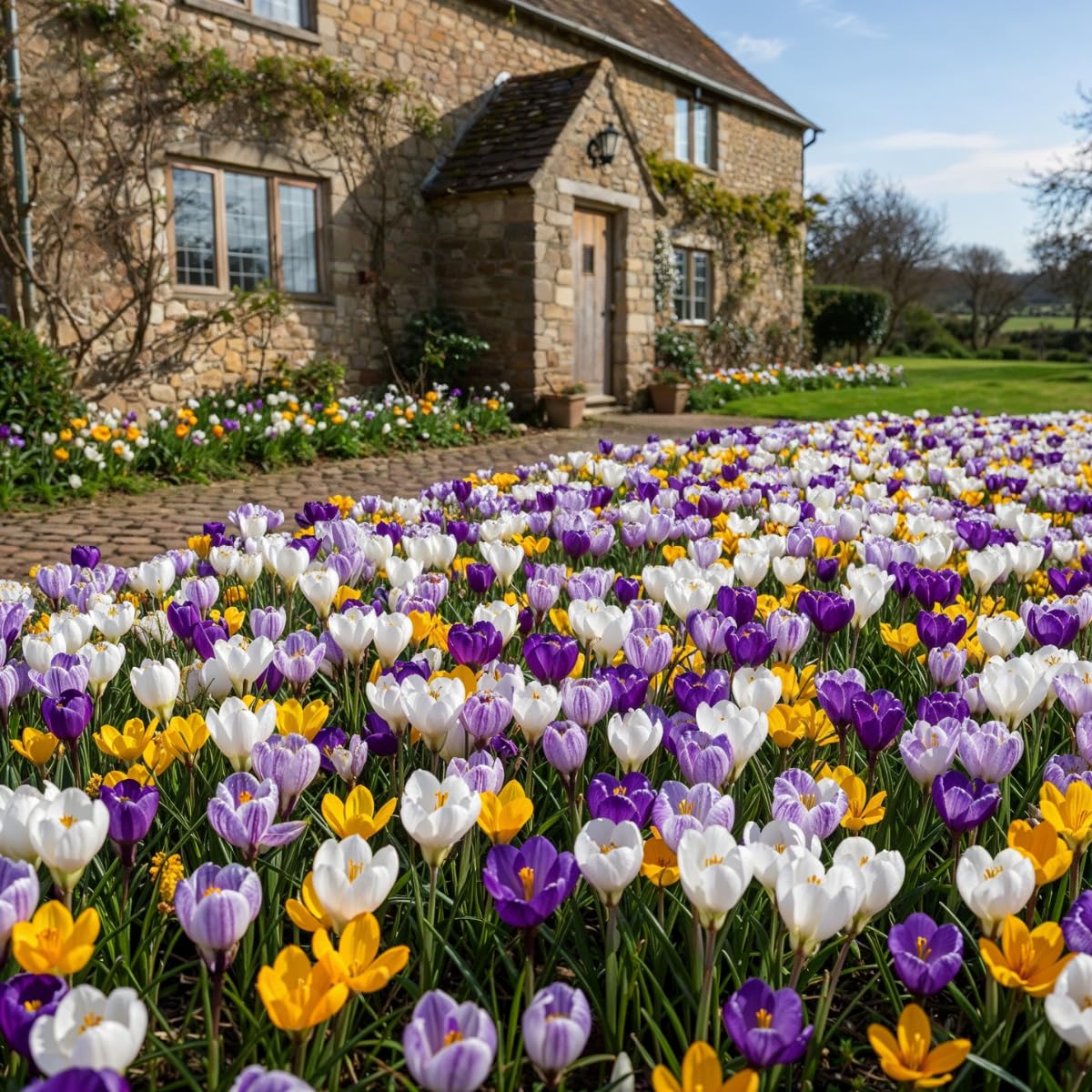 Riesen Krokusse Zwiebeln Winterhart Mehrjährig - 250 Blumenzwiebeln | Mix von 5 Sorten, Pflanzen aus Holland, Echte Pflanzen aus Holland, für Garten und Topf (kein Samen, nicht künstlich)