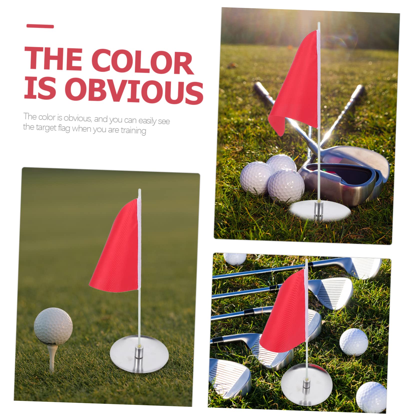Happyyami Golf Practice Flag Set Easy Install Compact Stainless Steel Golf Hole Cup Flagstick for Training