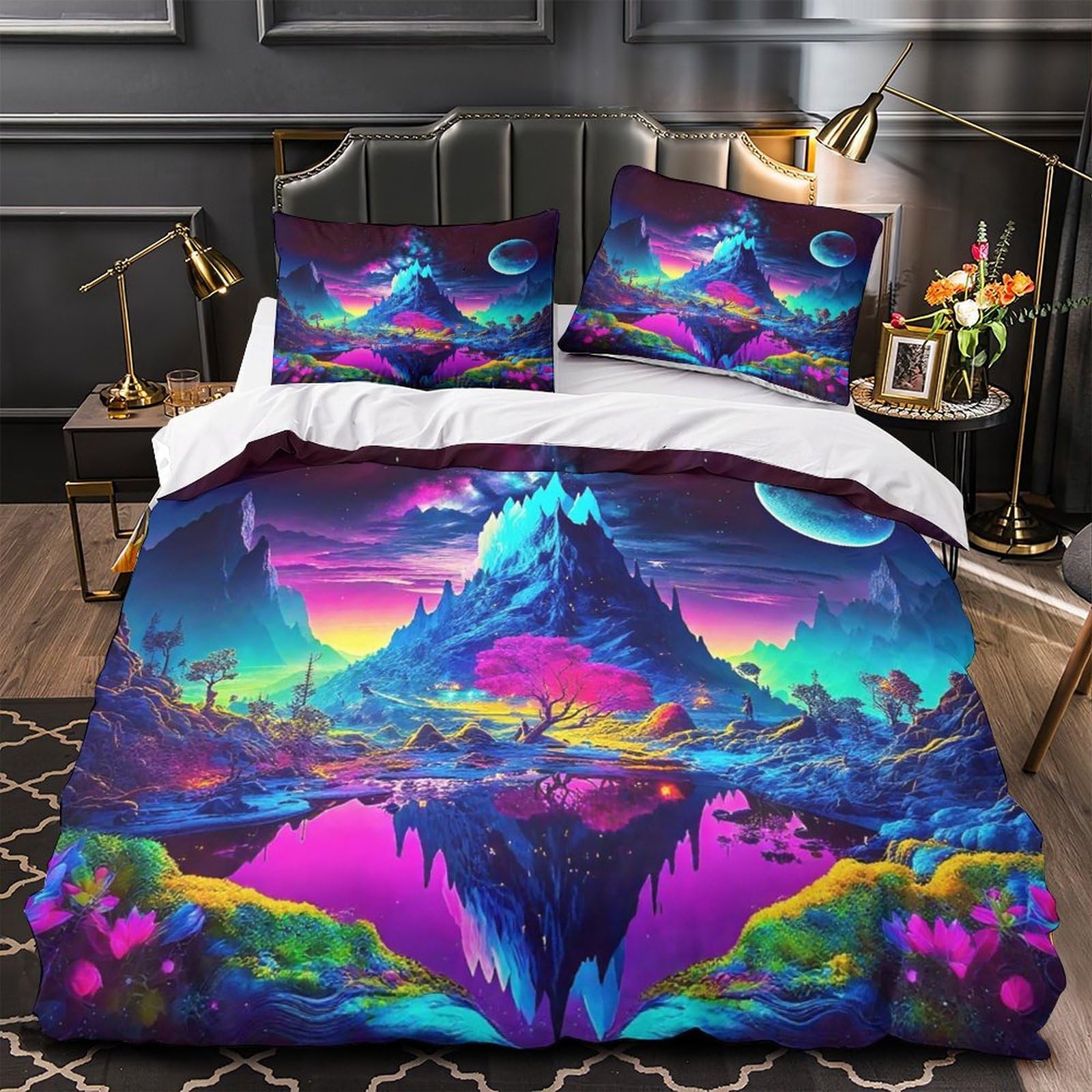 Housse de couette paysage 3D zippée anti-plis King 220x240 cm