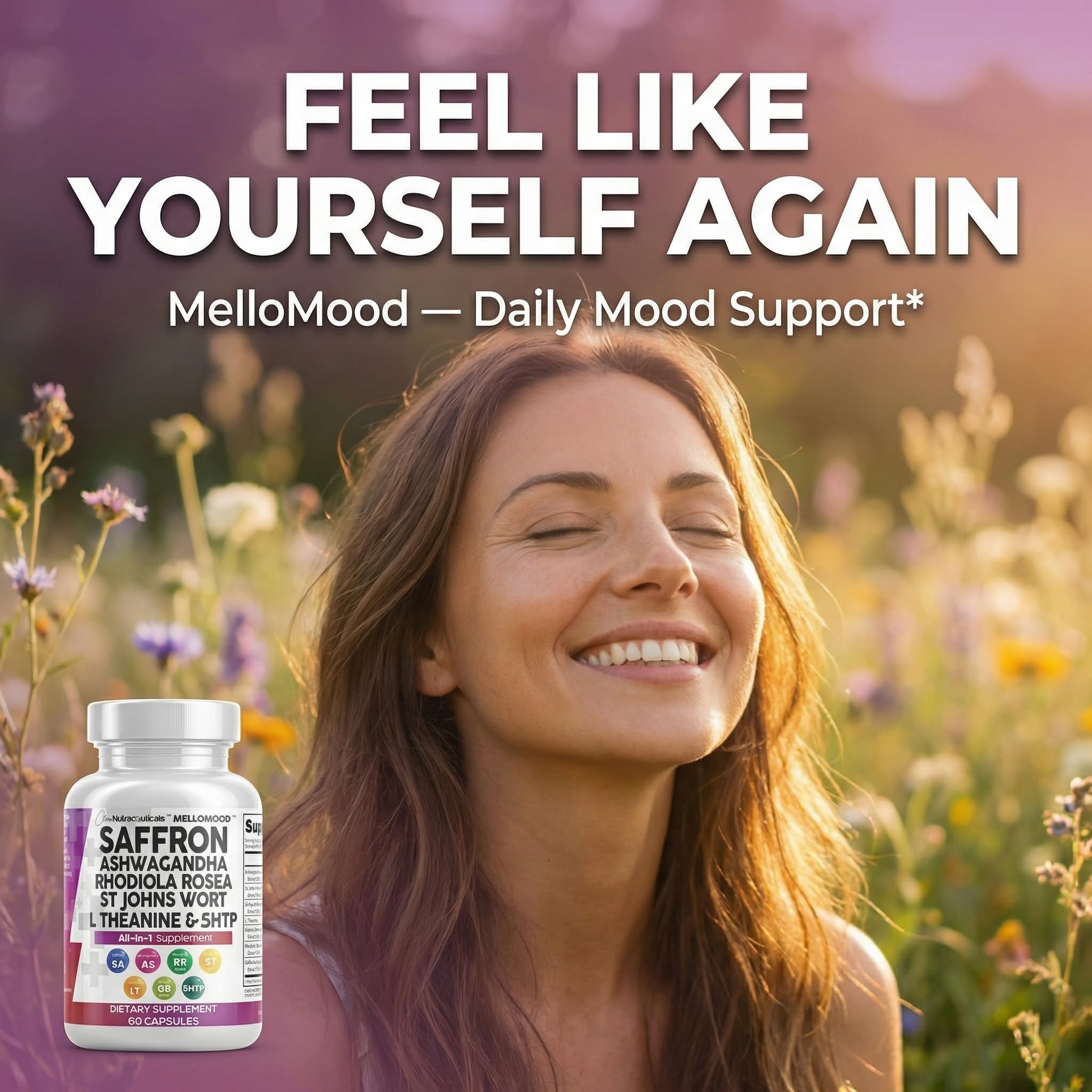 Clean Nutraceuticals Saffron Supplements Extract 100mg + Ashwagandha L-Theanine 200mg - Mood Support Ginkgo Biloba, St. John's Wort, Rhodiola Rosea & 5-HTP Capsules Pills Men Women — Amazon image 9