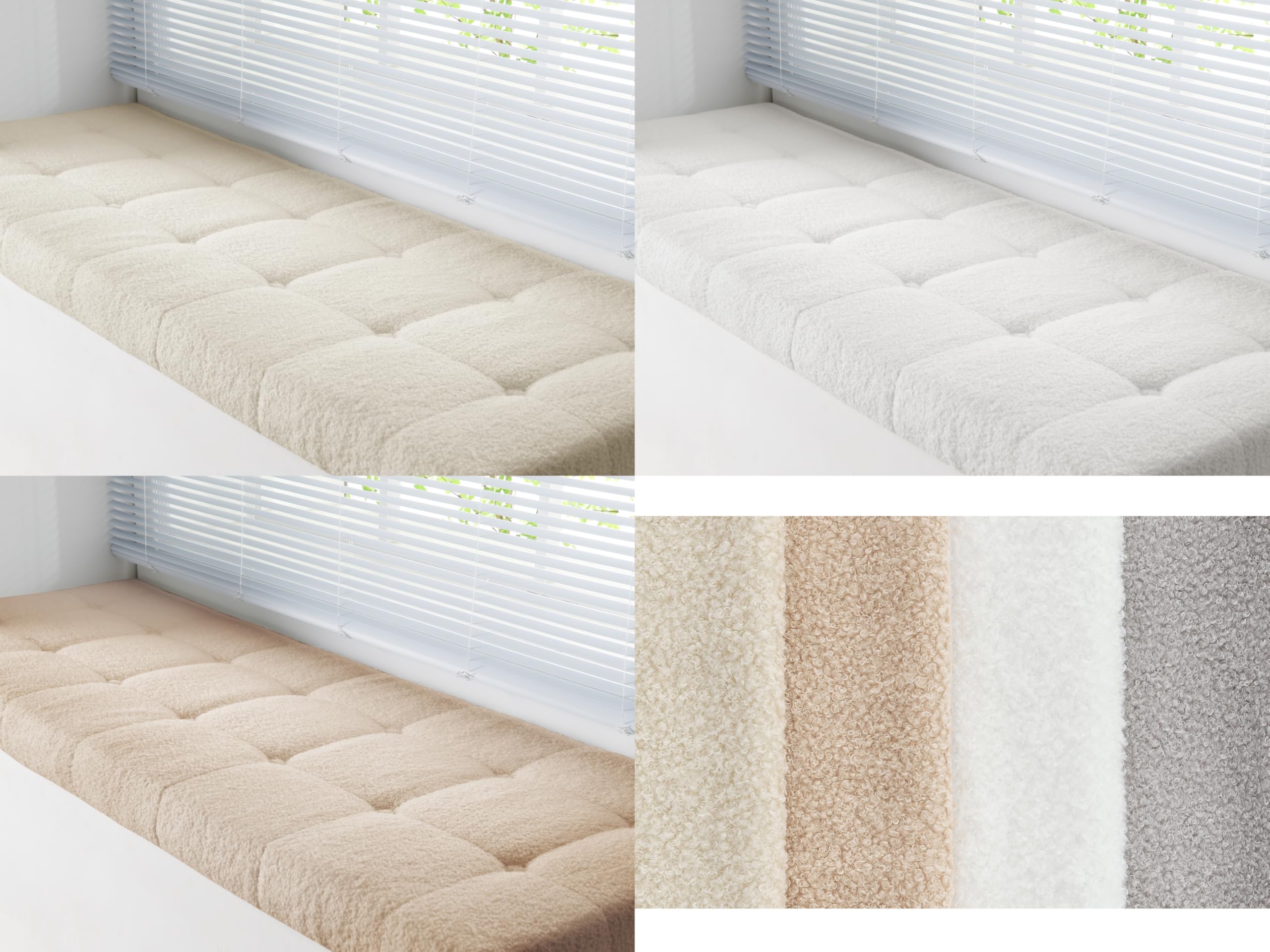 Custom Bay Window Sill Seat Cushion Short Fluffy Plush Wool Fleece Customized Bench Seating Foam Cushion Pad for Indoor Furniture, Reading Nook, Mudroom Entryway, Dining Room Kitchen, Non Slip Bottom
