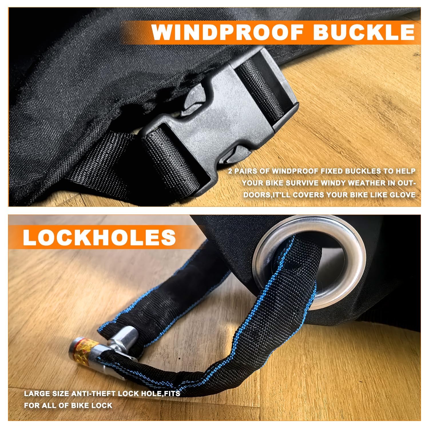 ClawsCover Fahrradabdeckungen für den Außenbereich, wasserdicht, für 2 Fahrräder, strapazierfähiges 600D-Polyester, langlebig, UV-Schutz, wetterfest, für E-Bike, Fahrrad, Elektrofahrrad, Schnallen