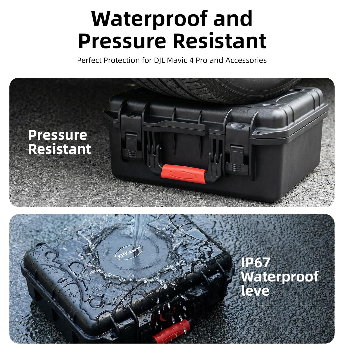 FPVtosky Custodia rigida a doppio strato per DJI Mavic 4 Pro (solo custodia), custodia rigida impermeabile per drone Mavic 4 Pro, borsa da viaggio per DJI Mavic 4 Pro Fly e altri accessori combinati