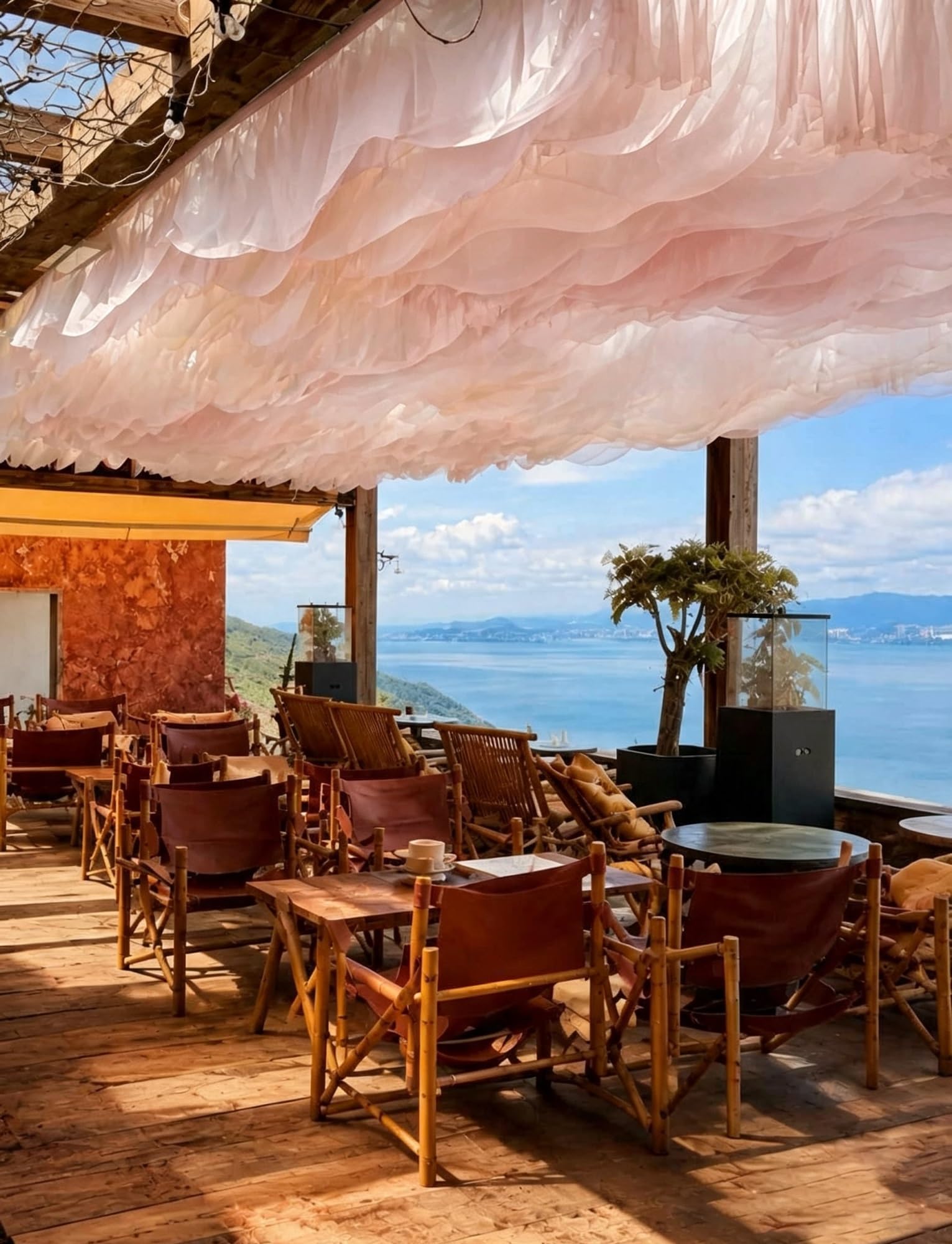 10er Pergola Stoffbahnen, Hochzeitsdeko mit Stahlseil | Leichter Dekostoff for Feiern, Garten, Terrasse und Veranstaltungen(Straight,19.7x118in)