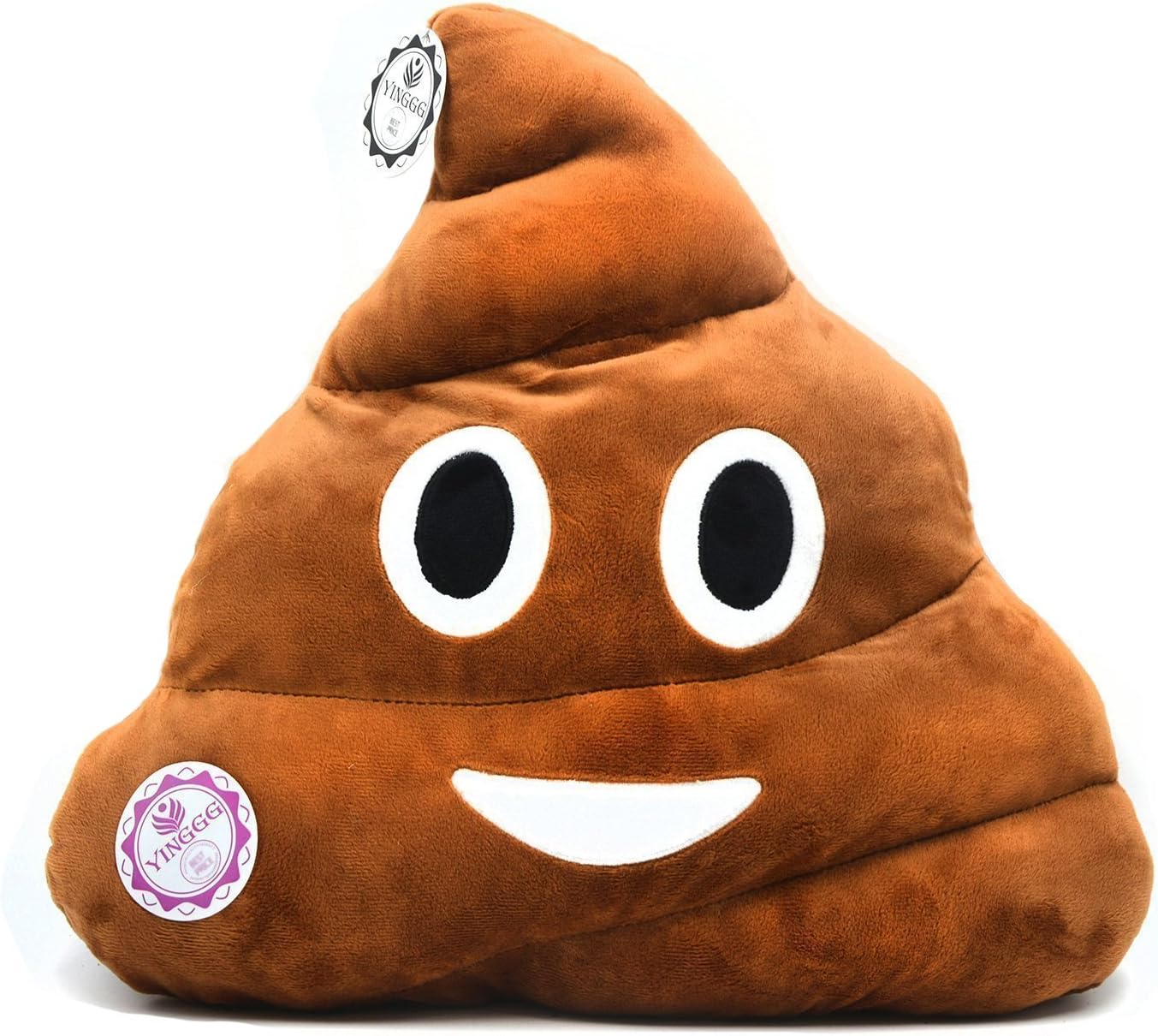 YINGGG 32cm Poop Plush Pillow Round Triangle Emotion Cushion Cute Decorative Stuffed Toy Brown Present for Kids and Friends