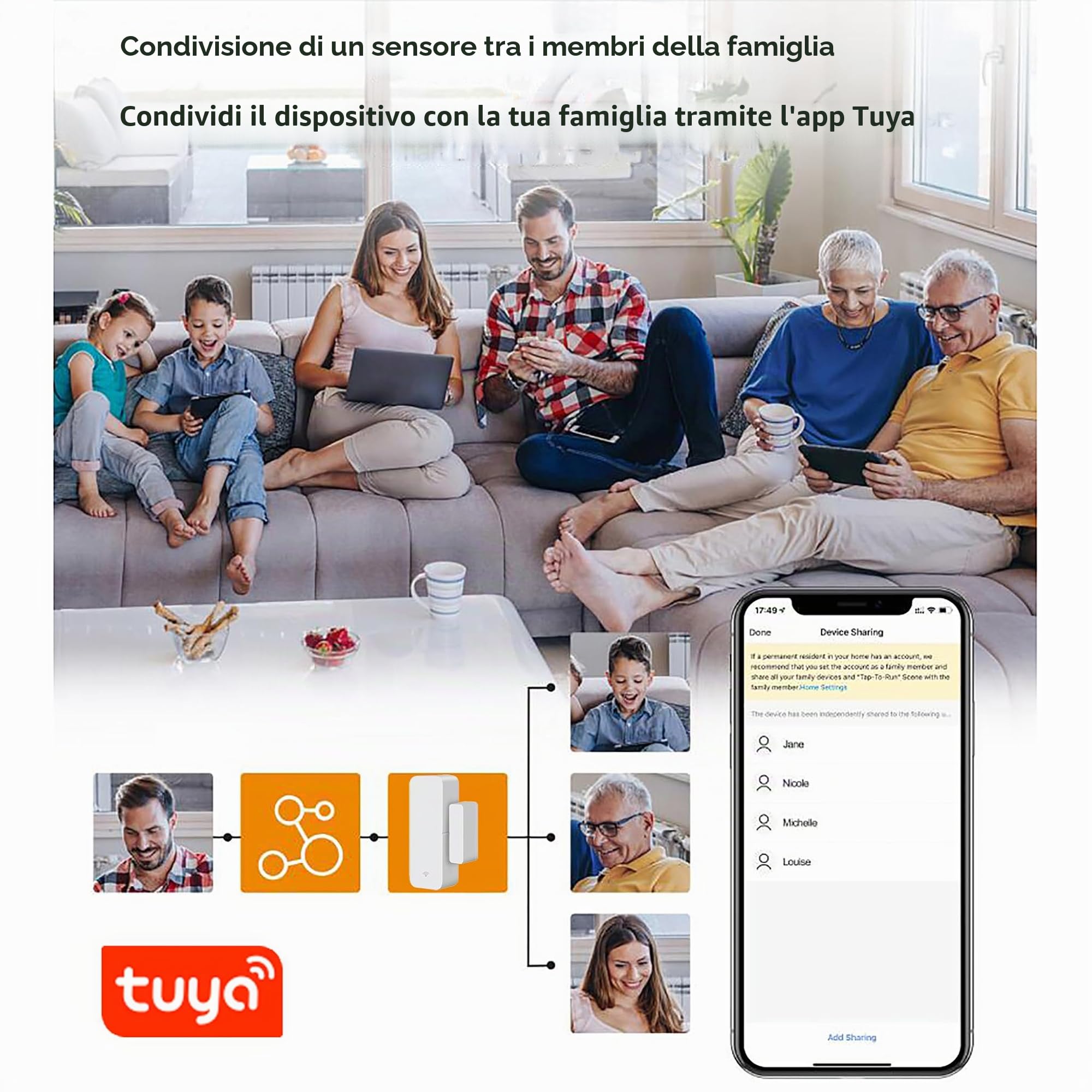 Sensore porta WiFi, Tuya Smart Door Window Sensor, sensore finestra allarme in tempo reale compatibile con Alexa Google Assistant, sensore di contatto aperto porta di sicurezza domestica (2)