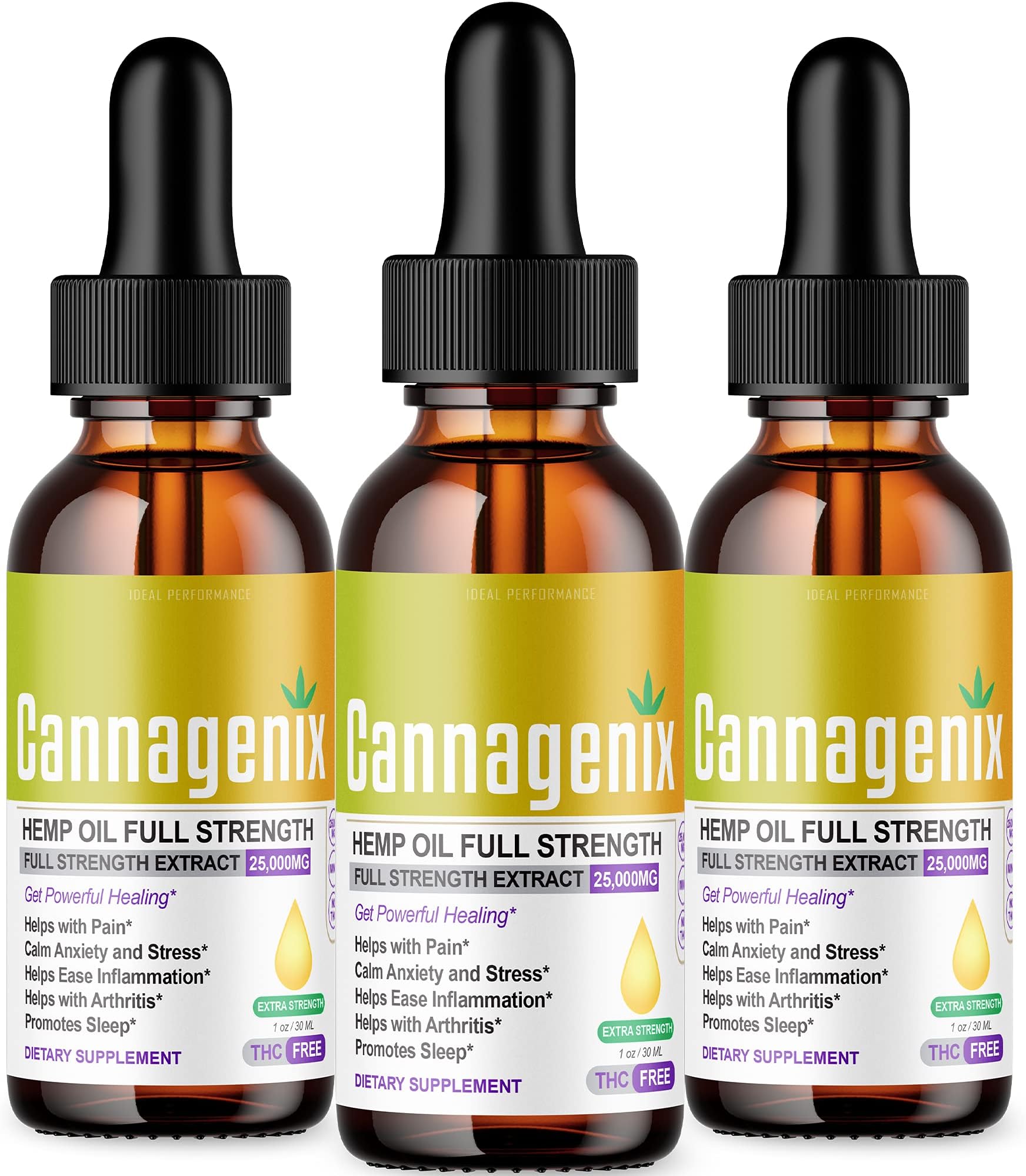 IDEAL PERFORMANCE (3 Pack) Cannagenix Oil 25000mg Extra Strength (90ml)