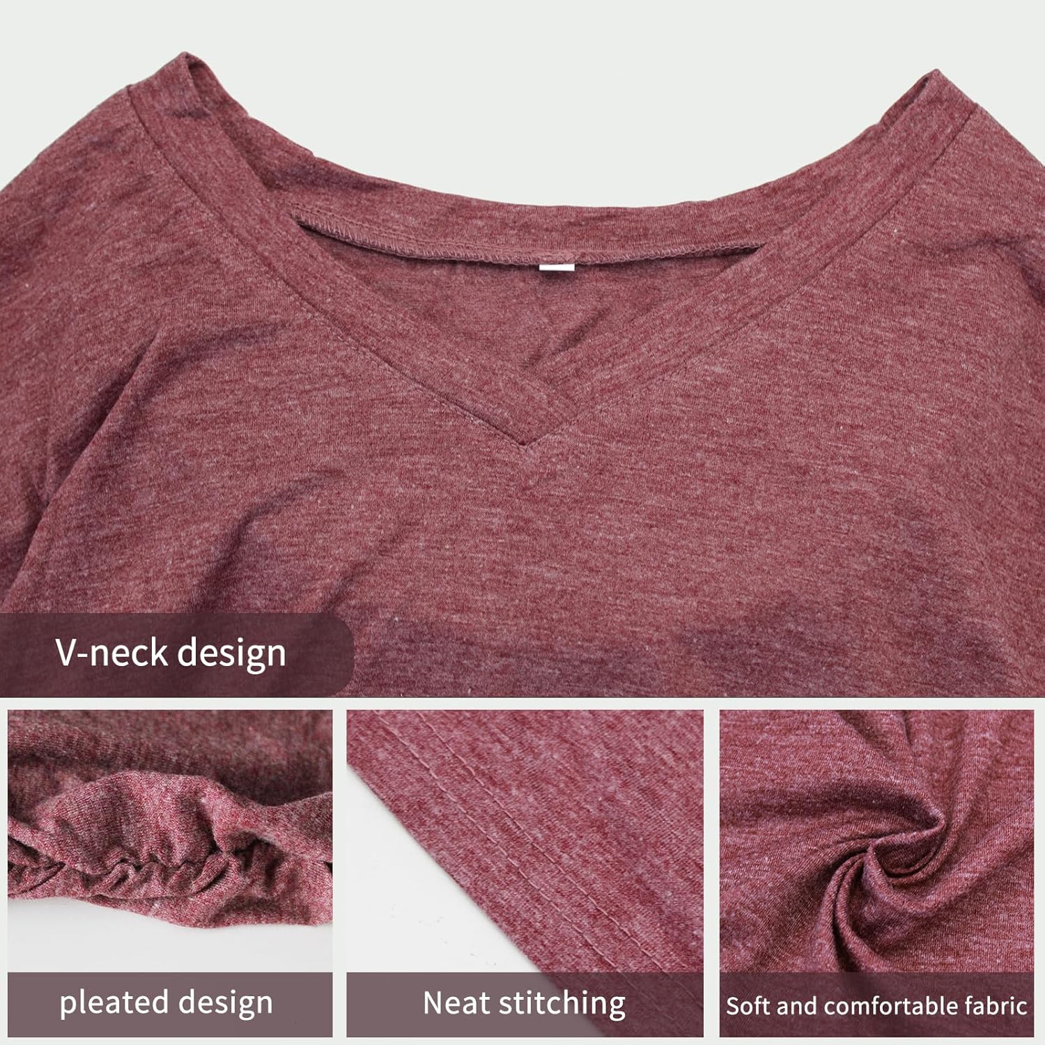 Women's T-Shirts, Long Sleeve V Neck Shirts Loose Causal Basic Tee Tops Fall Fashion Outfits Clothes - Image 2