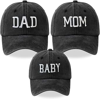 3Pcs Mom Dad and Baby Hats Parent-Child Baseball Caps Embroidered Adjustable Matching Family Hat Set