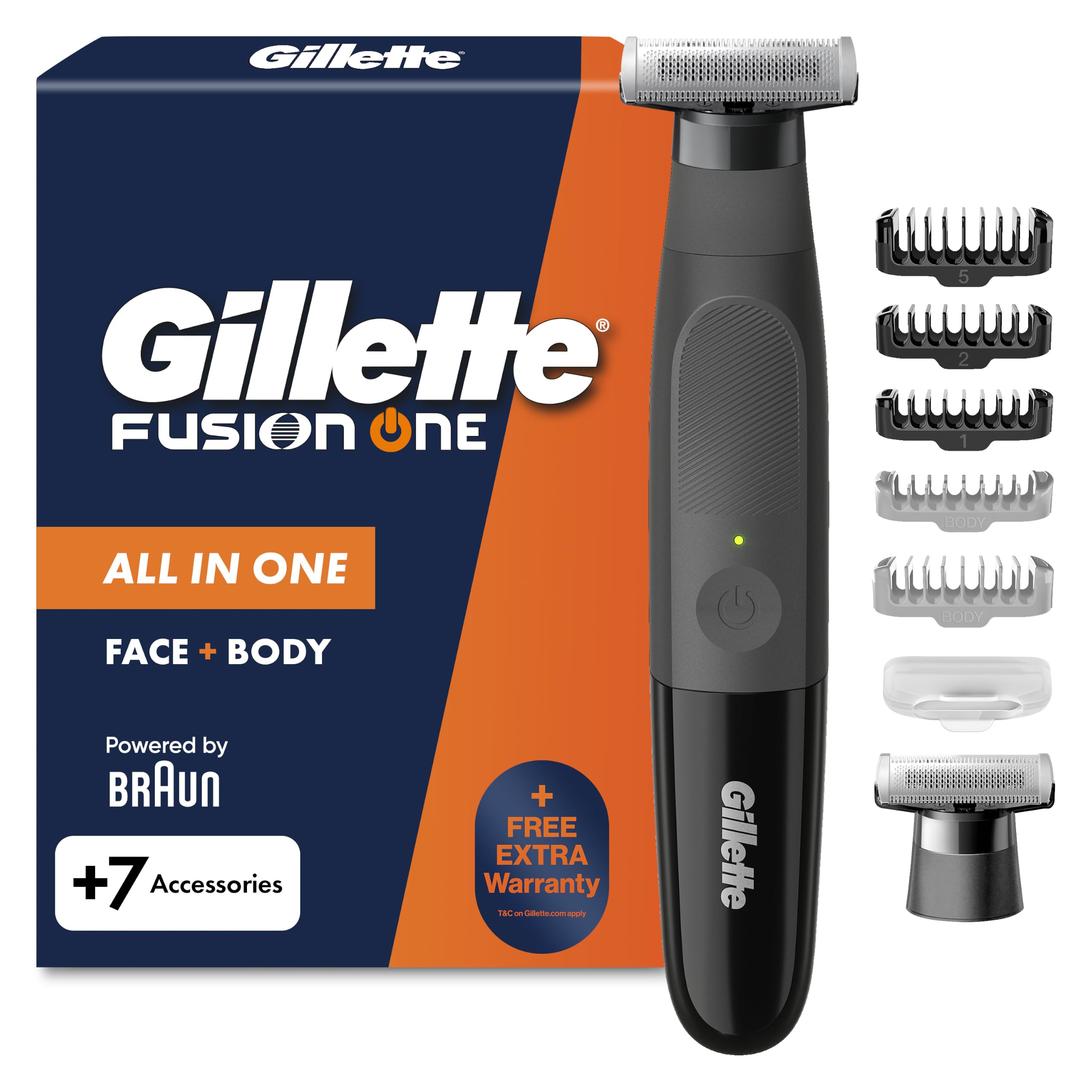 Gillette Fusion One Face and Body Electric Beard Trimmer Men with One Blade