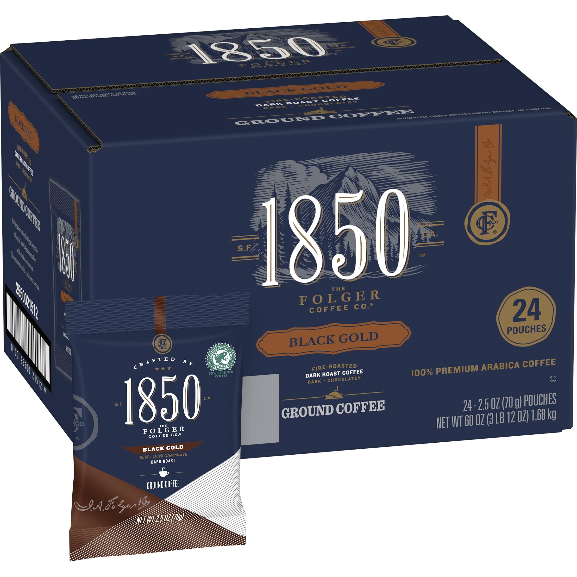 Amazon.com : Folgers 1850 Black Gold Dark Roast Ground Coffee
