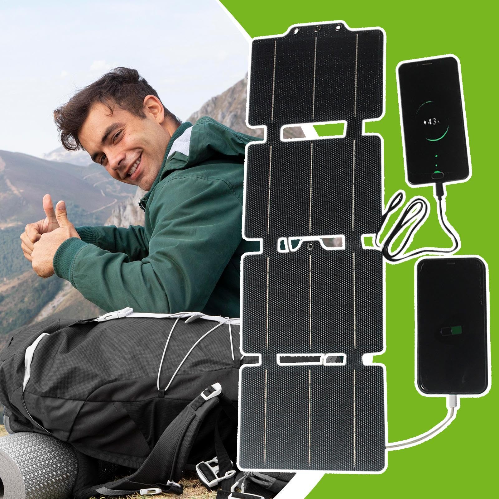 Chargeur Solaire Portable Léger Imperméable Pliable