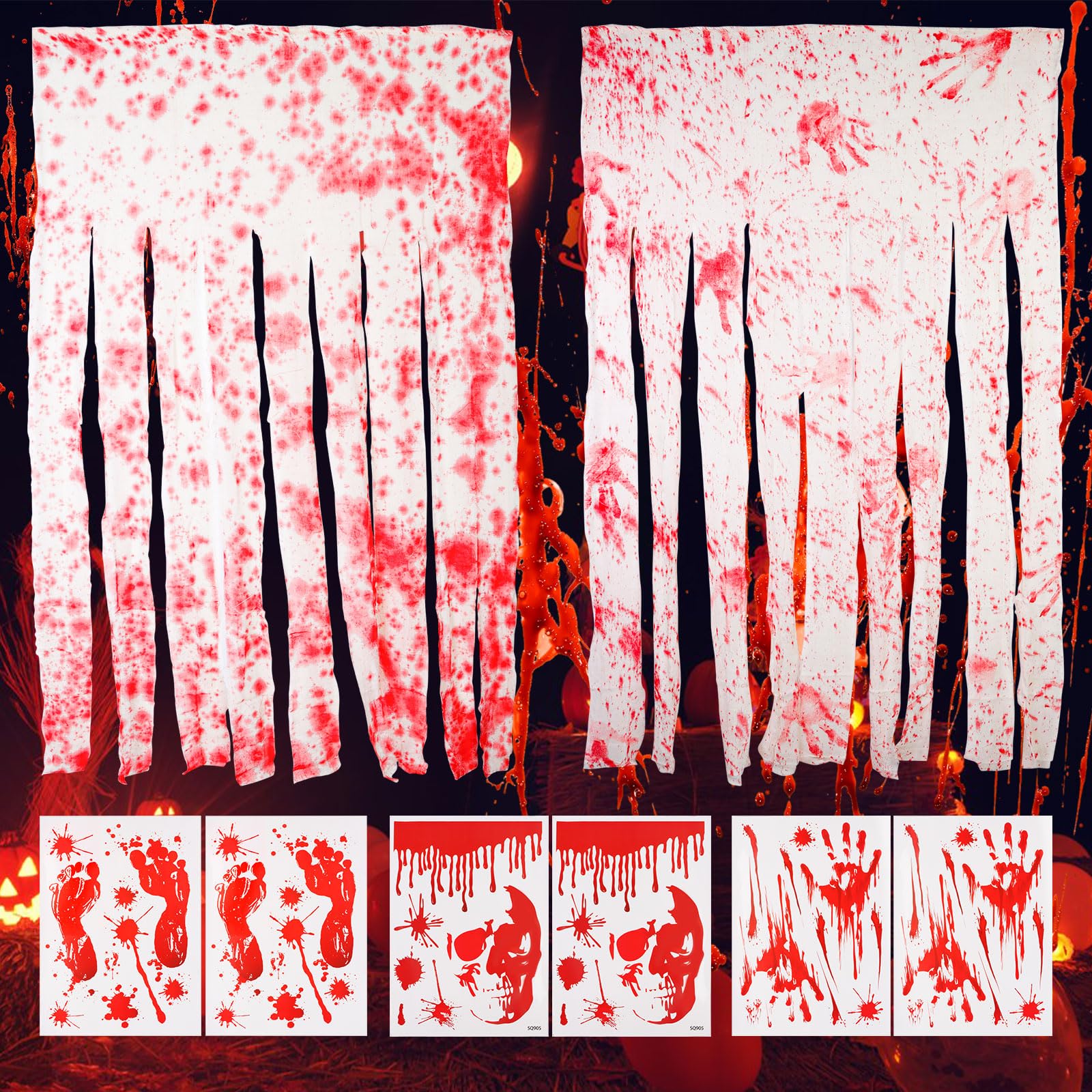 Photo 1 of **2 PACK, NONREFUNDABLE** 2PCS Halloween Door Curtain Decorations With 6PCS Halloween Window Cling Sticker