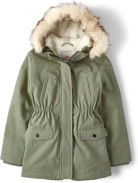 The Children's Place girls Heavy-weight Winter Parka Jacket, Water-resitant, Sherpa Lined, Faux Fur Hood