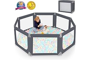TMSENE Playpen, 71'' x 69'' Foldable Baby Playpen with Play Mat &...