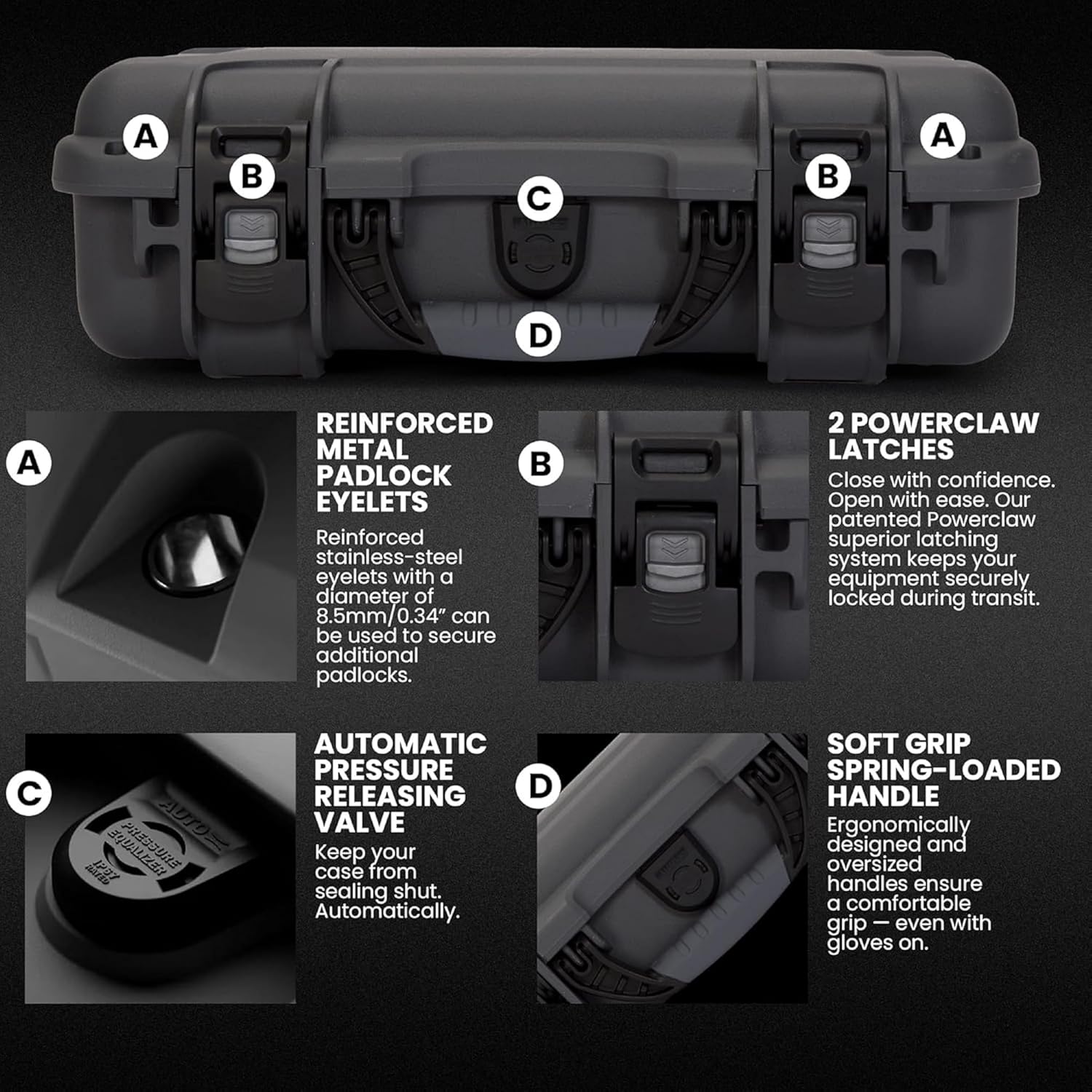 NANUK 910 Hard Case with Customizable Cubed Foam, IP67 Waterproof, Dustproof and Impact Resistant, 14.3” x 11.1” x 4.7”, Rugged Construction for Ultimate Protection, Made in Canada – Graphite - Image 5