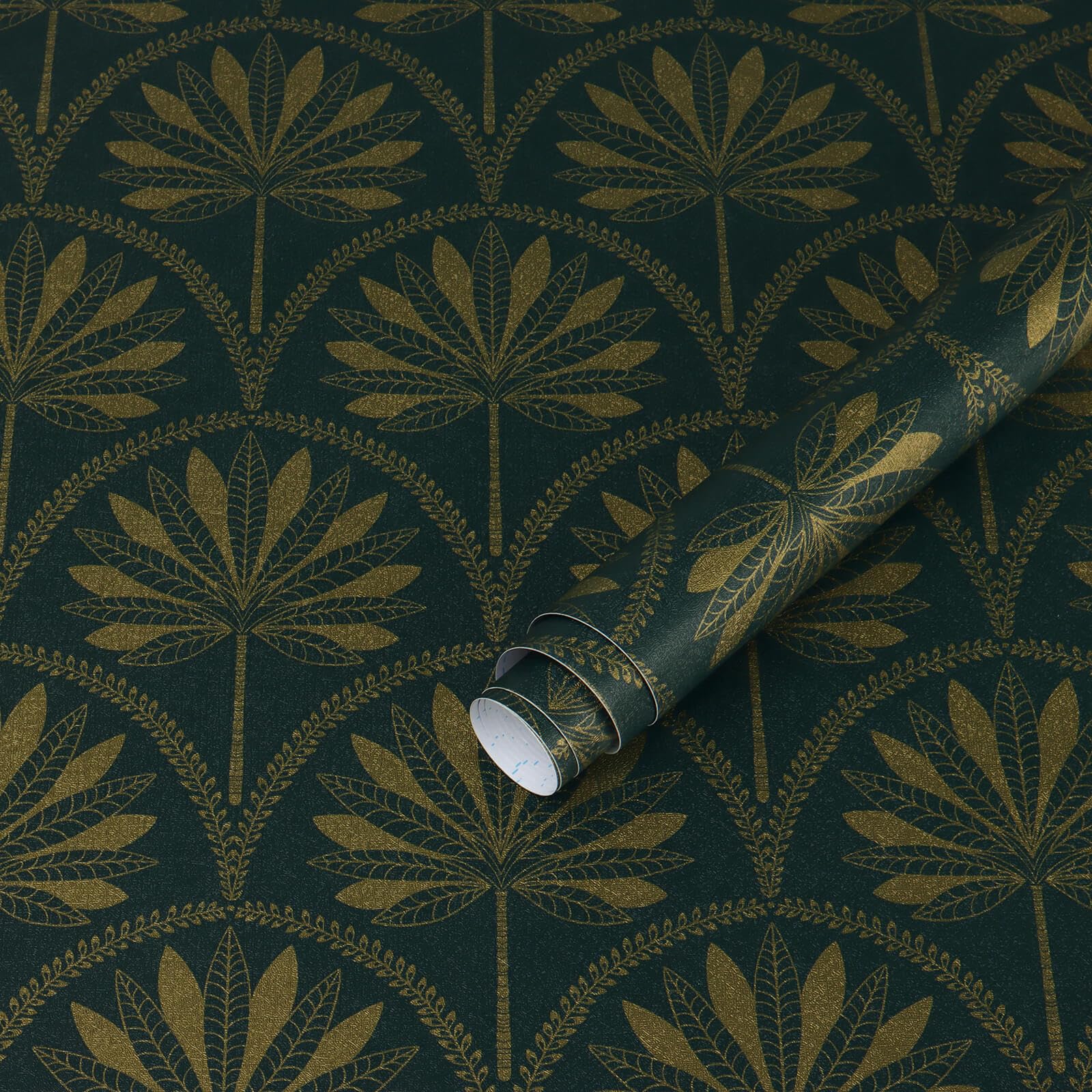 Heroad Peel and Stick Wallpaper Green Tropical Jungle Forest Wallpaper Dark Green Wall Paper Peel and Stick Boho Contact Paper for Cabinets Shelf