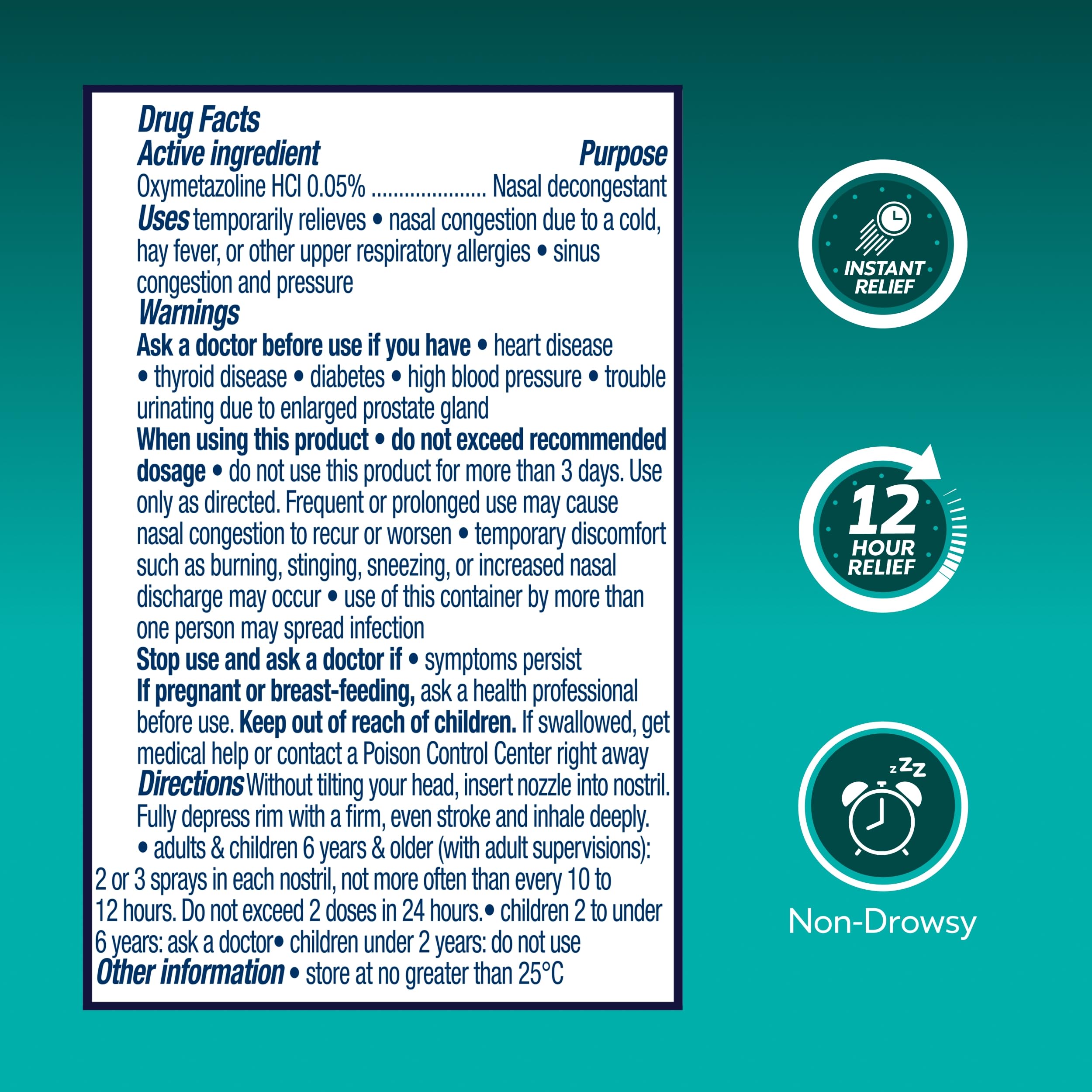Vicks Sinex SEVERE CONGESTION Nasal Spray, Original Ultra Fine Mist Nose Spray, Nasal Decongestant Sinus Medicine, Nasal Congestion Relief & Sinus Pressure Relief due to Cold or Allergies, 530 Sprays — Amazon image 10