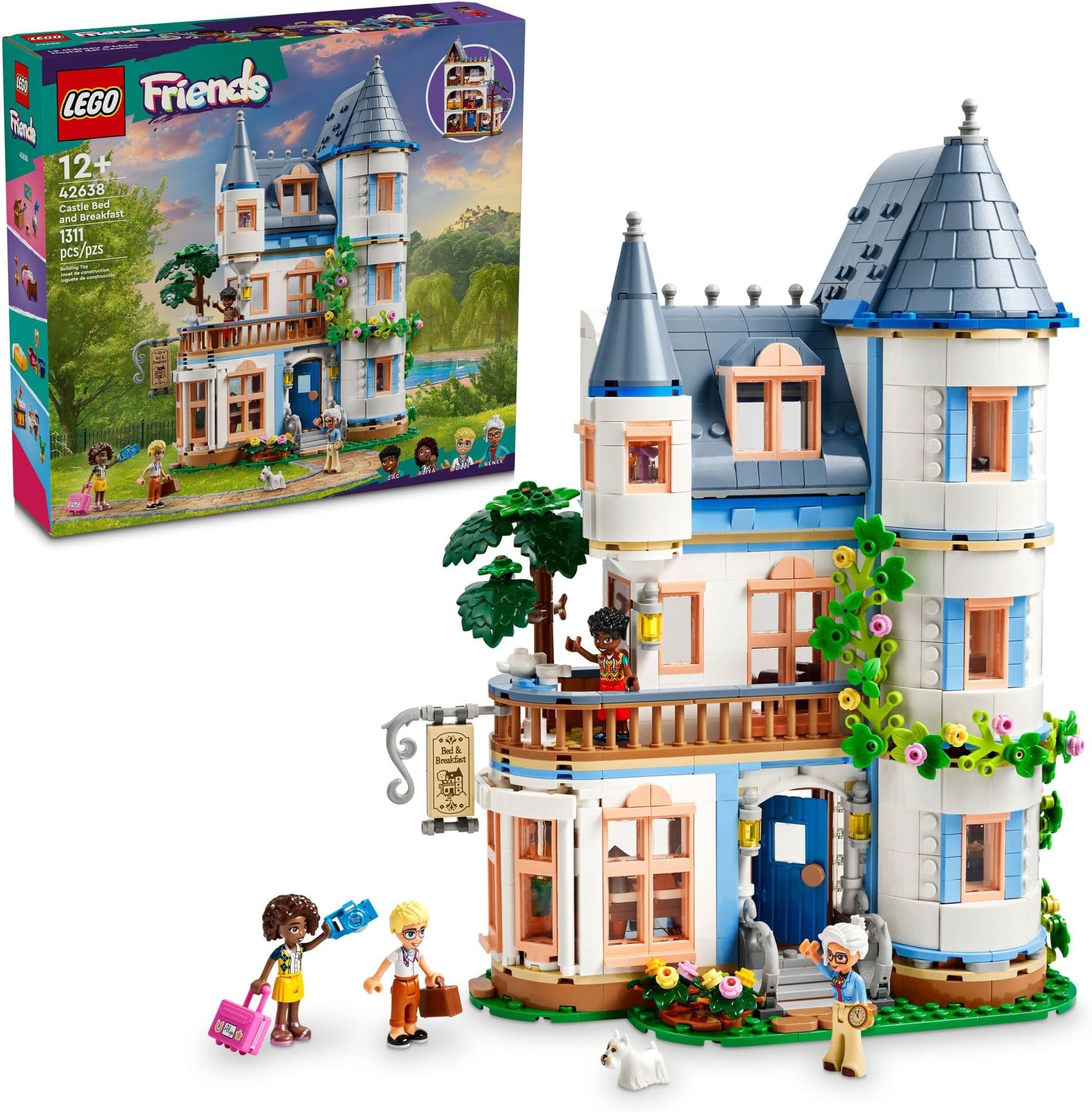 LEGO Friends Castle Bed and Breakfast Hotel Building Toy - Pretend Play Toy Figures & Playsets for Girls & Boys, Ages 12+ Years - Gift for Kids W/Mini-Dolls - 42638